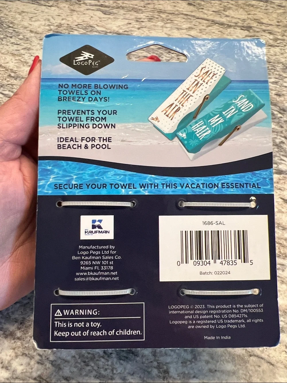 Beach Pool Towel Clips Set of 2 “Salt in the Air
